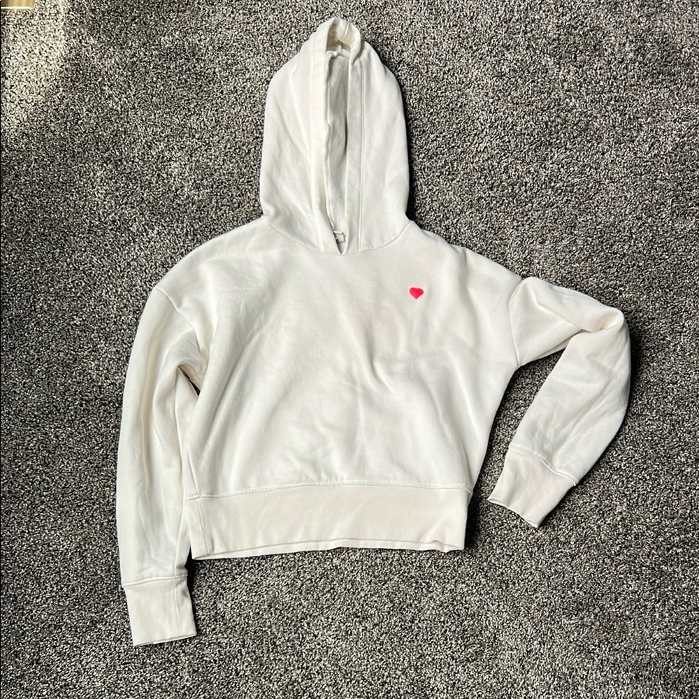 a new day Cream Hoodie with Pink Heart Accent